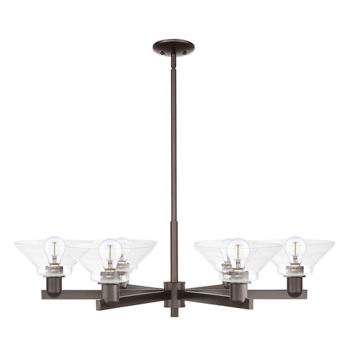 Arcadia Six Light Chandelier in Oil Rubbed Bronze (405|716-6CR-OB-G132)