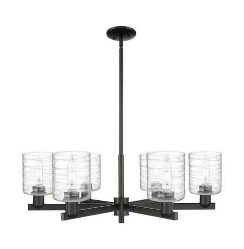 Arcadia Six Light Chandelier in Matte Black (405|716-6CR-BK-G1113)