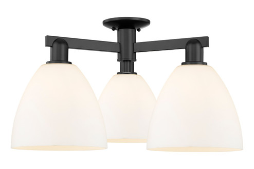 Arcadia Three Light Semi-Flush Mount in Matte Black (405|716-3F-BK-GBD-91)