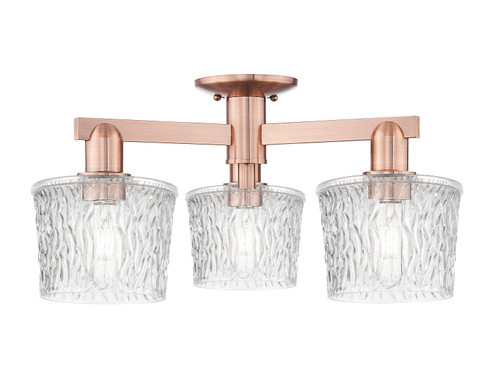 Arcadia Three Light Semi-Flush Mount in Antique Copper (405|716-3F-AC-G402)
