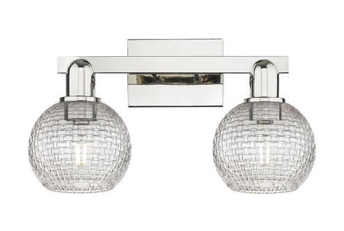 Arcadia Two Light Bath Vanity in Polished Nickel (405|716-2W-PN-G122C-6CL)