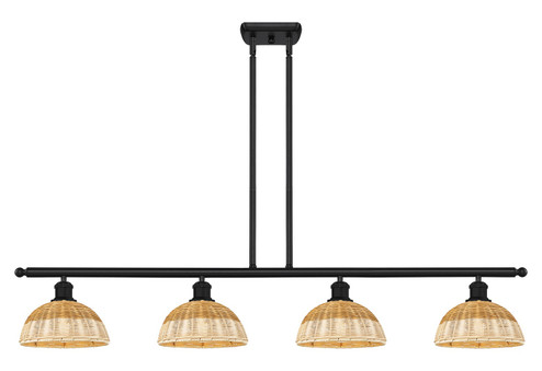Ballston Four Light Island Pendant in Matte Black (405|516-4I-BK-NBD2-9-NAT)