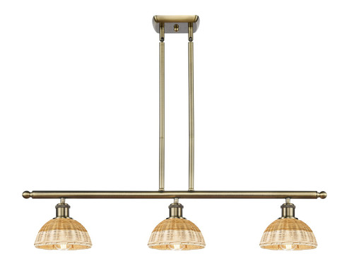 Ballston Three Light Island Pendant in Antique Brass (405|516-3I-AB-NBD2-75-NAT)