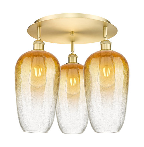 Ballston Three Light Semi-Flush Mount in Satin Gold (405|516-3C-SG-G484-7AM)