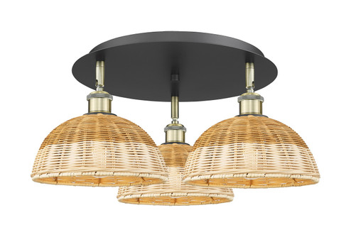 Ballston Three Light Semi-Flush Mount in Black Antique Brass (405|516-3C-BAB-NBD2-9-NAT)