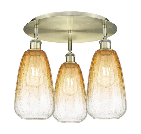 Ballston Three Light Semi-Flush Mount in Antique Brass (405|516-3C-AB-G480-6AM)