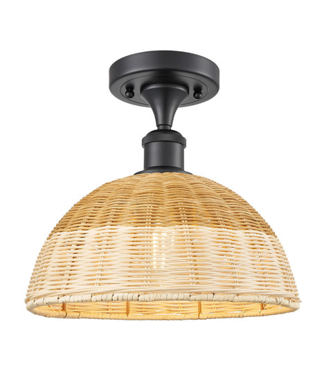 Ballston One Light Semi-Flush Mount in Matte Black (405|516-1C-BK-NBD2-12-NAT)