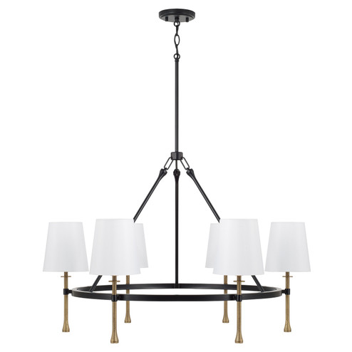 Hollis Six Light Chandelier in Matte Black with Hammered Gold (65|460761MBG-717)