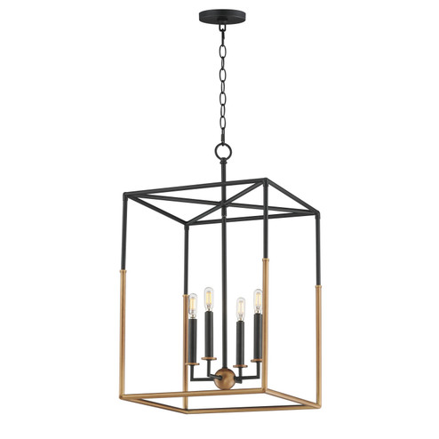 SoHo Four Light Pendant in Black/Weathered Brass (16|28625BKWBR)