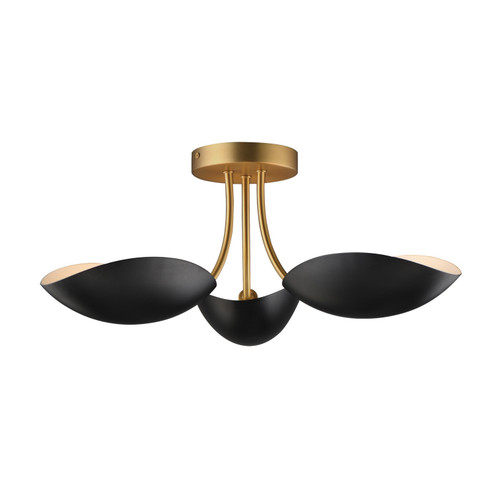 Maris Three Light Semi Flush Mount in Black / Natural Aged Brass (16|10823BKNAB)