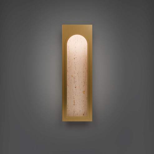 Cadey LED Wall Sconce in Beige Travertine/Aged Brass (281|WS246624-WV/AB)