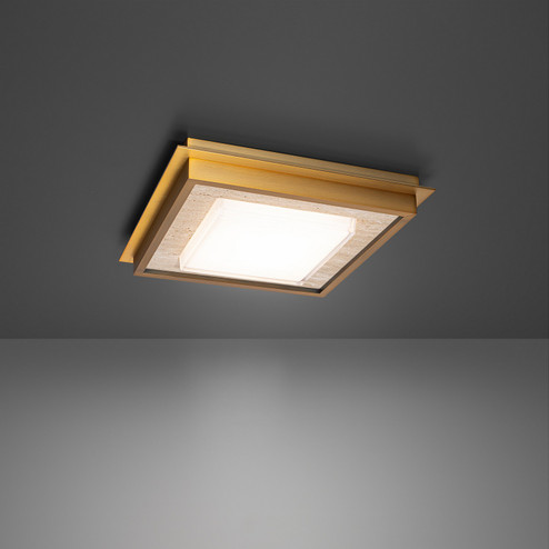 Grandstand LED Flush Mount in Beige Travertine/Aged Brass (281|FM212614-WV/AB)
