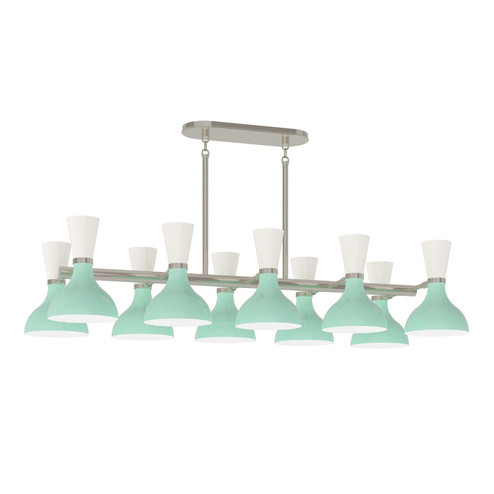 Clare Ten Light Chandelier in Polished Nickel w/Mint, Lily Painted (165|MN21LY)