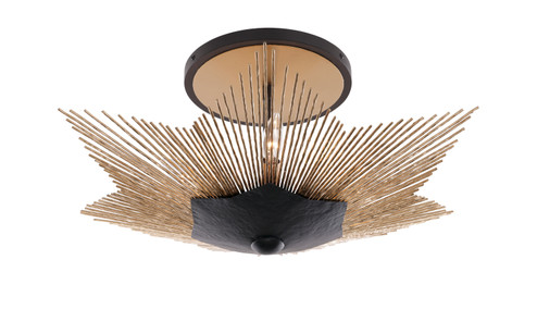 Aristocrat Three Light Semi-Flush Mount in Dark Bronze / French Gold (137|570S03DBFG)