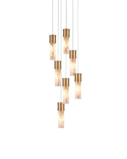 Cannula Seven Light Pendant in Vintage Brass/White/Silver (142|9000-1381)