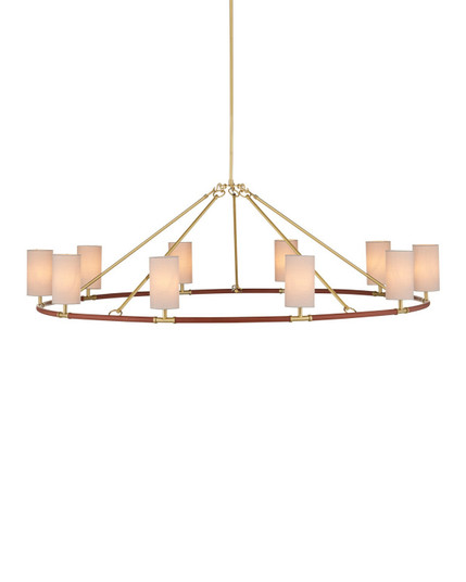 Ellerston Ten Light Chandelier in Saddle Brown/Brushed Brass (142|9000-1350)