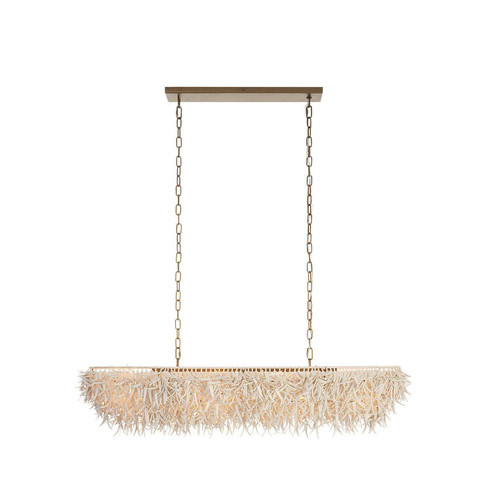 Cabo Six Light Linear Chandelier in Ivory/Antique Brass (314|DLS17)
