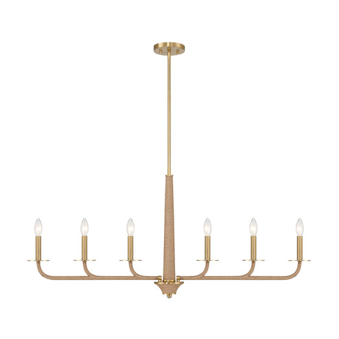 Cannon Six Light Chandelier in Warm Brass and Rope (51|1-1827-6-320)