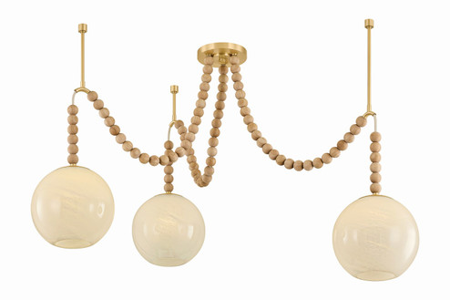 Makena Three Light Chandelier in Aged Brass (428|H1179803-AGB)