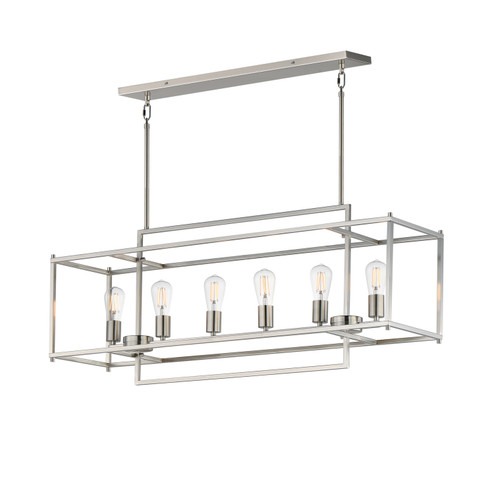 Gridline Six Light Linear Pendant in Satin Nickel (16|10416SN)