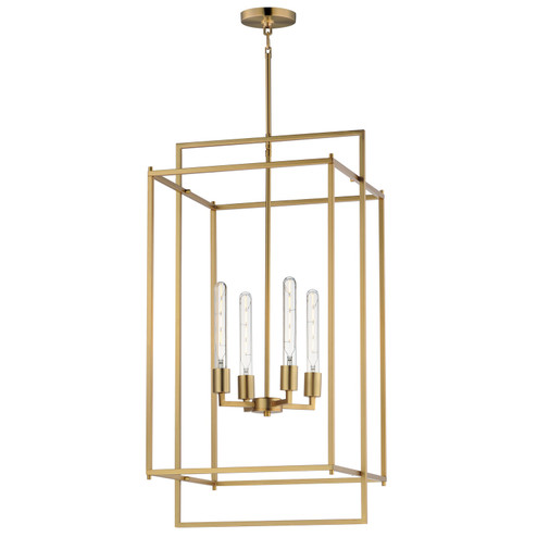 Gridline Four Light Pendant in Natural Aged Brass (16|10413NAB)