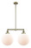 Franklin Restoration Two Light Island Pendant in Antique Brass (405|209-AB-G201-12)
