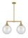 Franklin Restoration Two Light Island Pendant in Satin Gold (405|209-SG-G202-10)
