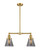 Franklin Restoration Two Light Island Pendant in Satin Gold (405|209-SG-G63)