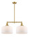 Franklin Restoration Two Light Island Pendant in Satin Gold (405|209-SG-G71-L)