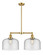Franklin Restoration Two Light Island Pendant in Satin Gold (405|209-SG-G74-L)