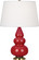 Small Triple Gourd One Light Accent Lamp in Ruby Red Glazed Ceramic w/Antique Natural Brass (165|RR30X)