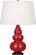 Small Triple Gourd One Light Accent Lamp in Ruby Red Glazed Ceramic w/Deep Patina Bronze (165|RR31X)