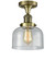 Franklin Restoration One Light Semi-Flush Mount in Antique Brass (405|517-1CH-AB-G74)