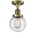 Franklin Restoration One Light Semi-Flush Mount in Antique Brass (405|517-1CH-AB-G204-6)