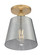 Motif One Light Semi Flush Mount in Brushed Brass / Smoked Glass (72|60-7323)