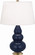 Small Triple Gourd One Light Accent Lamp in Matte Midnight Blue Glazed Ceramic w/Antique Brass (165|MMB30)