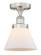 Edison One Light Semi-Flush Mount in Brushed Satin Nickel (405|616-1F-SN-G41)