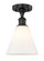 Edison One Light Semi-Flush Mount in Matte Black (405|616-1F-BK-GBC-81)