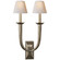 French Deco Horn Two Light Wall Sconce in Antique Nickel (268|S 2021AN-NP)