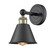 Downtown Urban One Light Wall Sconce in Black Antique Brass (405|616-1W-BAB-M8-BK)
