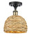 Ballston One Light Semi-Flush Mount in Black Antique Brass (405|516-1C-BAB-RBD-8-NAT)