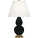 Small Double Gourd One Light Accent Lamp in Obsidian Glazed Ceramic w/Antique Natural Brass (165|OS10X)