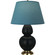 Double Gourd One Light Table Lamp in Matte Obsidian Glazed Ceramic w/Antique Natural Brass (165|MOS20B)