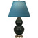 Small Double Gourd One Light Accent Lamp in Matte Obsidian Glazed Ceramic w/Antique Natural Brass (165|MOS10B)