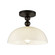 Paisley One Light Semi-Flush Mount in Matte Black/Glossy Opal Glass (452|SF459012MBGO)