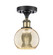 Ballston One Light Semi-Flush Mount in Black Antique Brass (405|516-1C-BAB-G128-6)