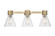 Downtown Urban Three Light Bath Vanity in Brushed Brass (405|464-3W-BB-G464C-7CL)