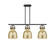 Downtown Urban Three Light Island Pendant in Matte Black (405|410-3I-BK-G412-10ME)
