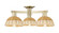 Arcadia Three Light Semi-Flush Mount in Antique Brass (405|716-3F-AB-NBD2-75-NAT)
