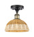 Ballston One Light Semi-Flush Mount in Black Antique Brass (405|516-1C-BAB-NBD2-9-NAT)
